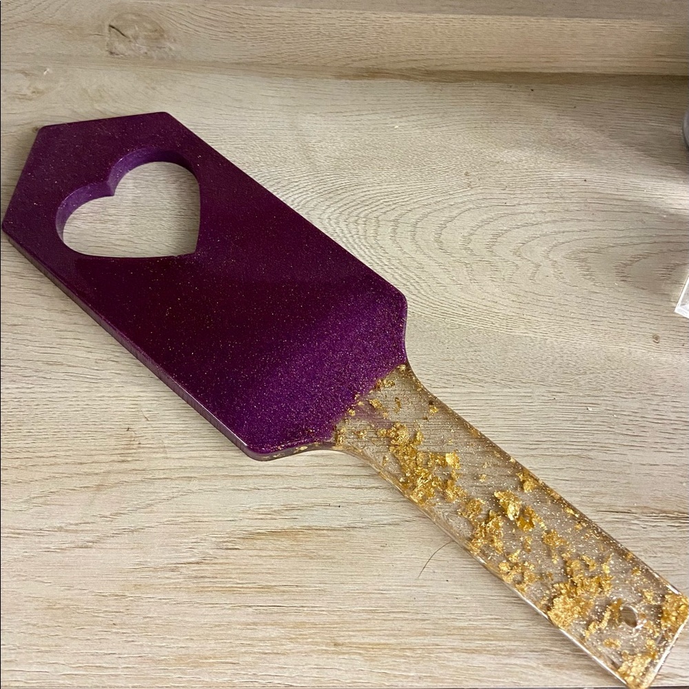 Purple and Gold Heart Cut Out Paddle